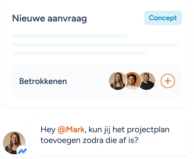 Samenwerken met collega's aan een aanvraag